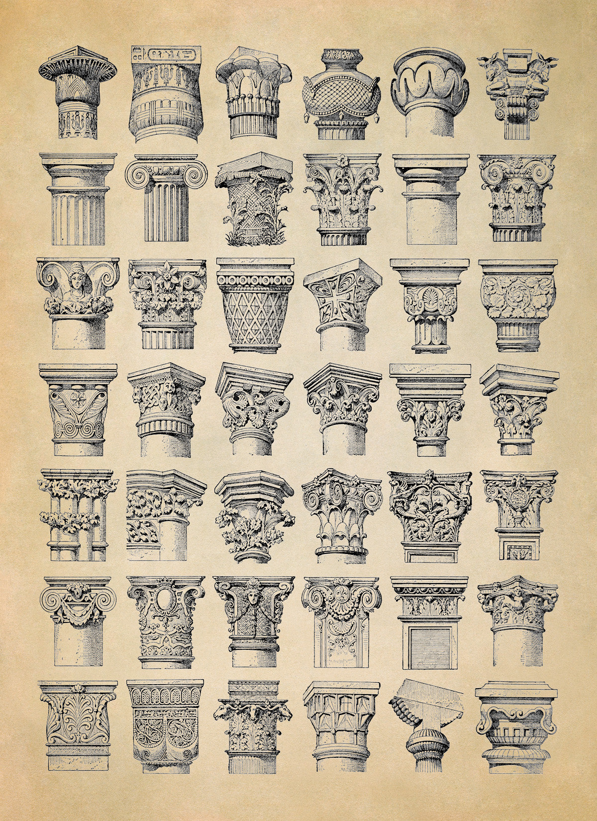 Column Architecture Styles Print, AM141