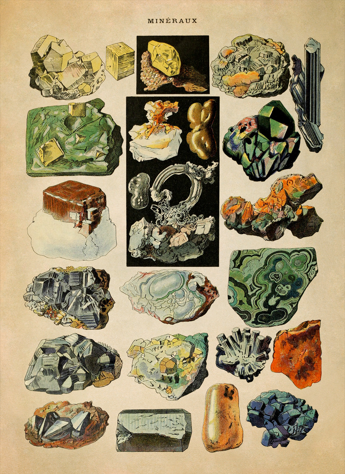 Minerals Geology Study Print, AM54