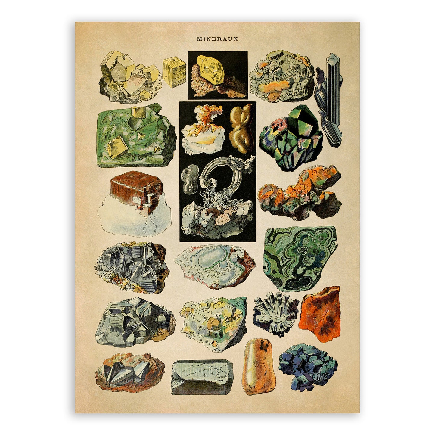 Minerals Geology Study Print, AM54