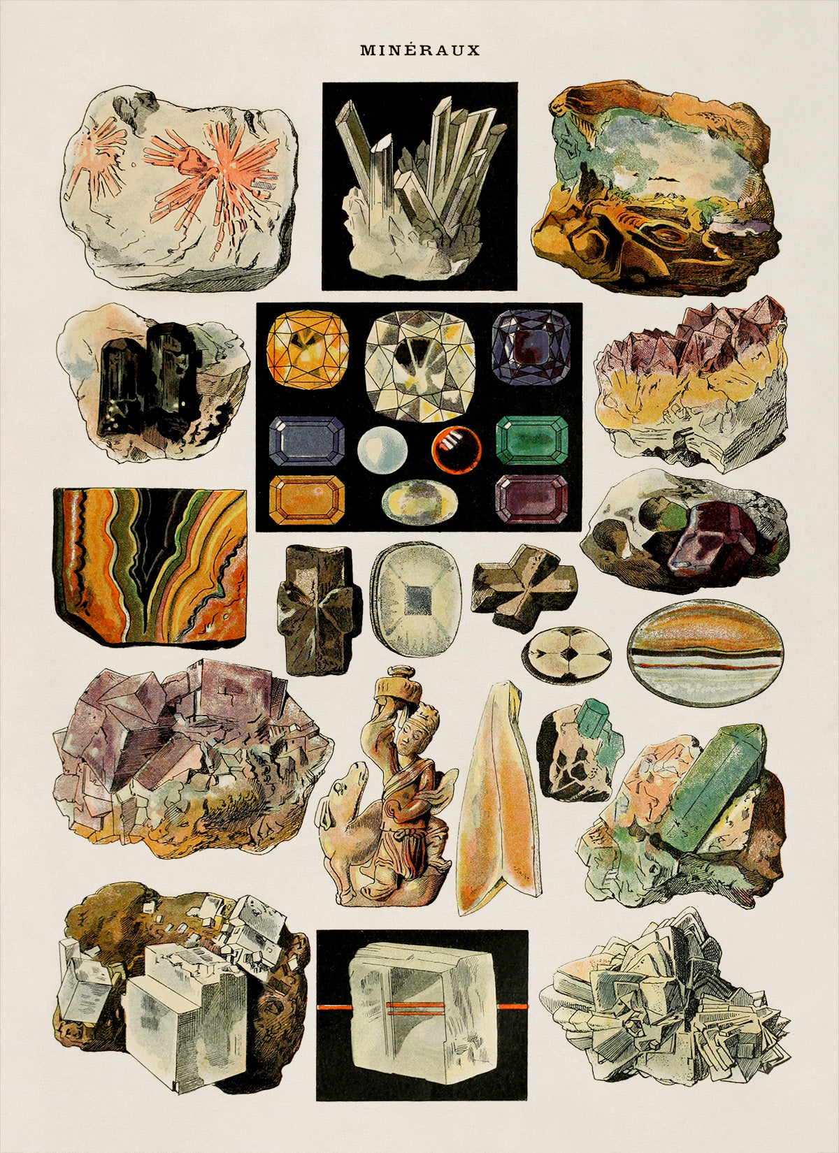 Minerals Geology Study Print, AM55