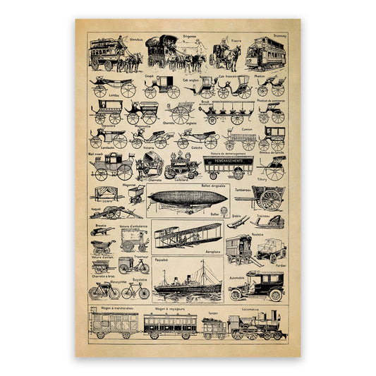 Antique Mode of Transportation Illustration Print, AM59