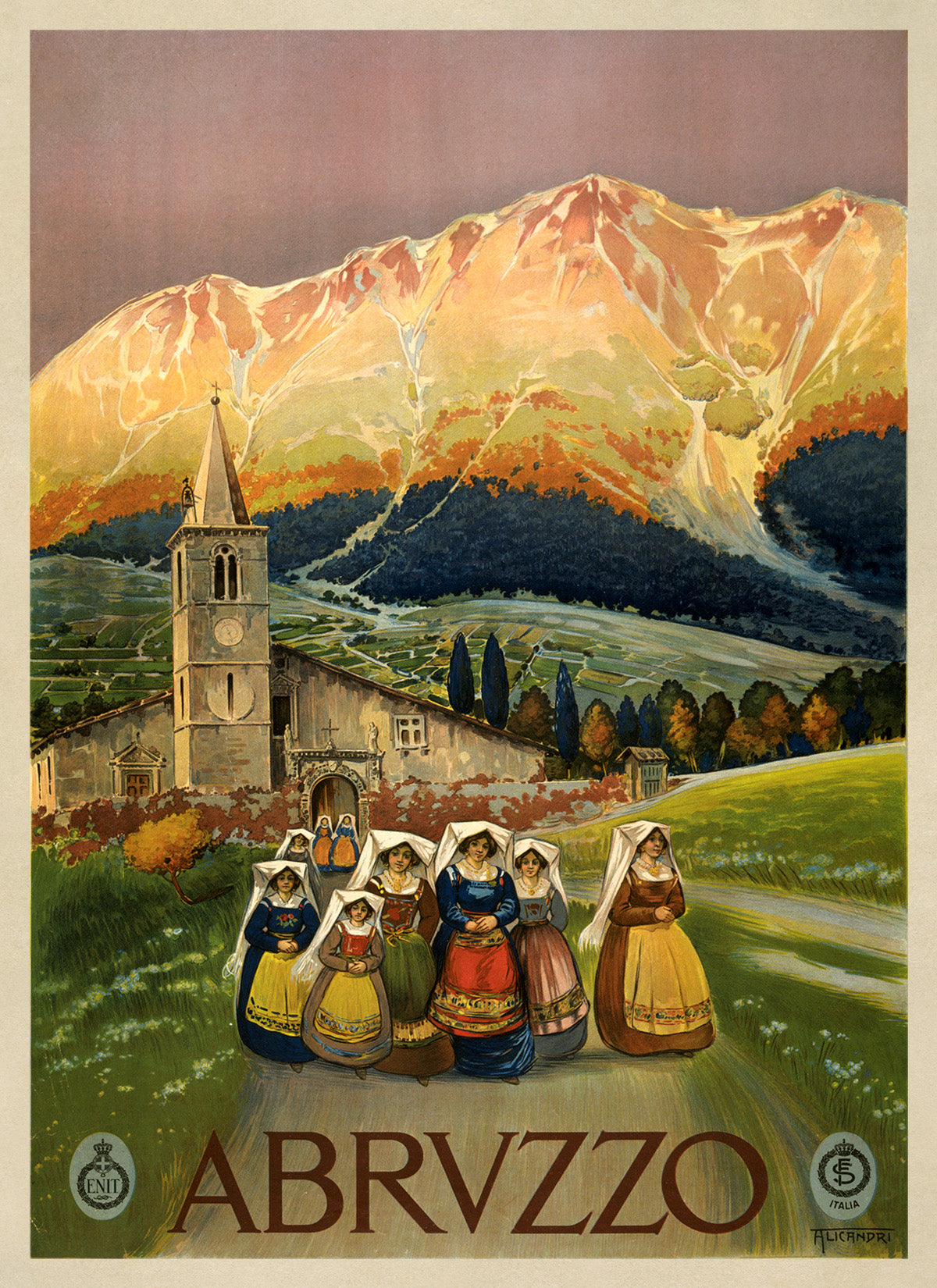 Abruzzo Italy Travel Poster, Vintage Style 1920s Italian Travel Advertisement Print