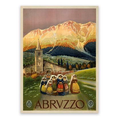 Abruzzo Italy Travel Poster, Vintage Style 1920s Italian Travel Advertisement Print