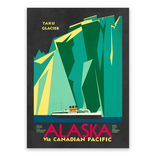 Alaska Travel Poster, Vintage Style 1900s Alaskan Cruise Travel Advertisement Print