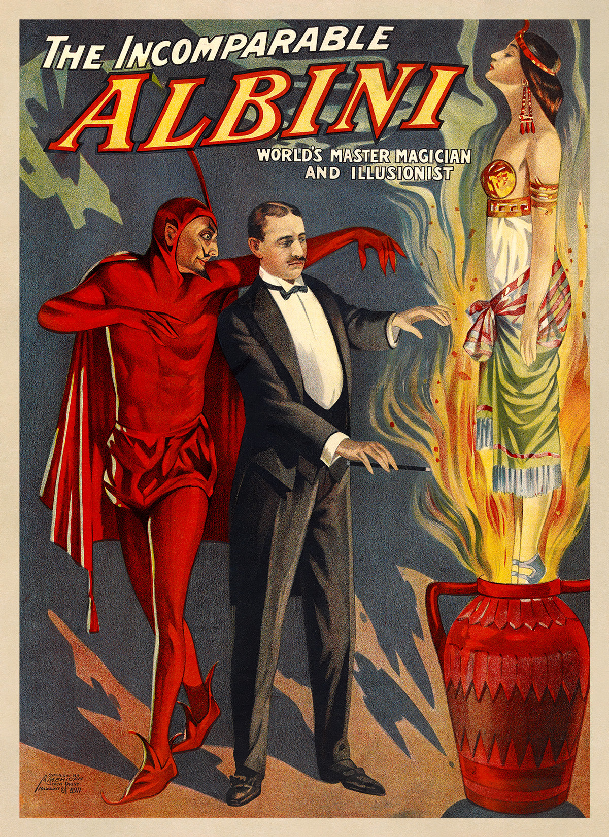 Herbert Albini Magician Poster, Vintage Style Magic Print