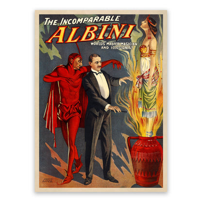 Herbert Albini Magician Poster, Vintage Style Magic Print