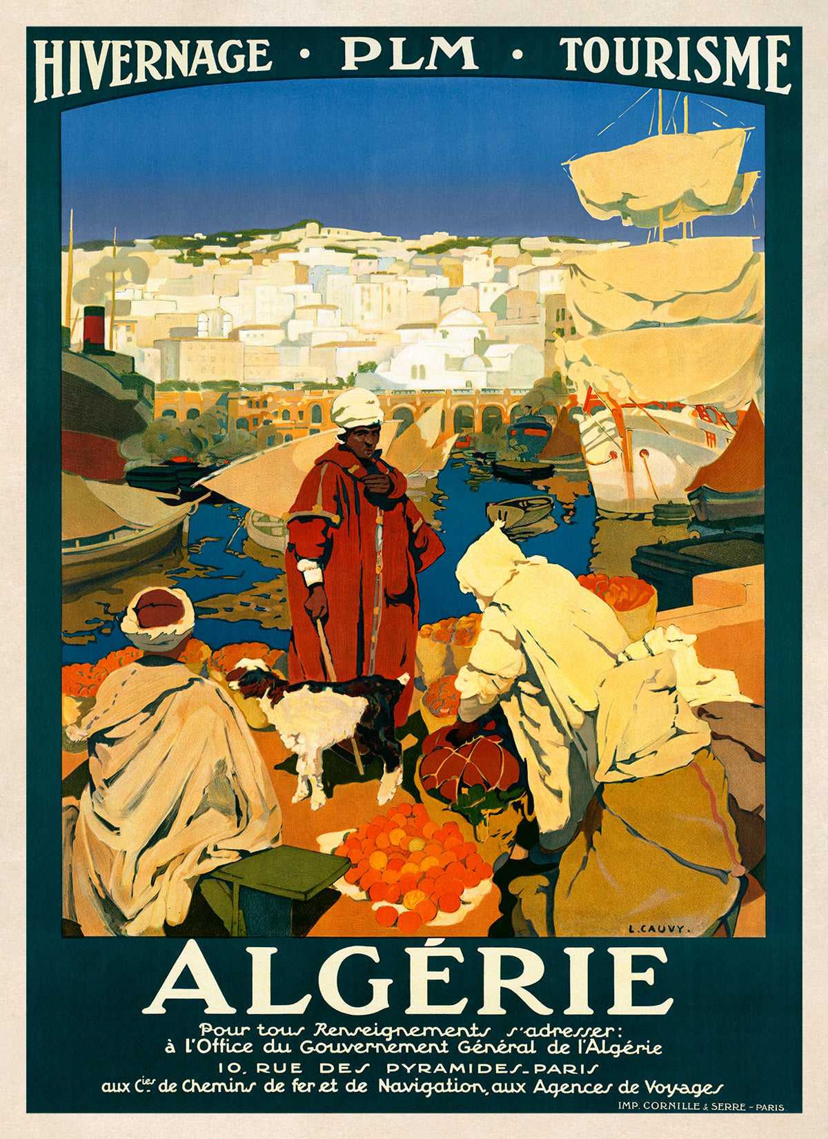 Algeria Travel Poster, Vintage Style 1930s Algerian Travel Advertisement Print