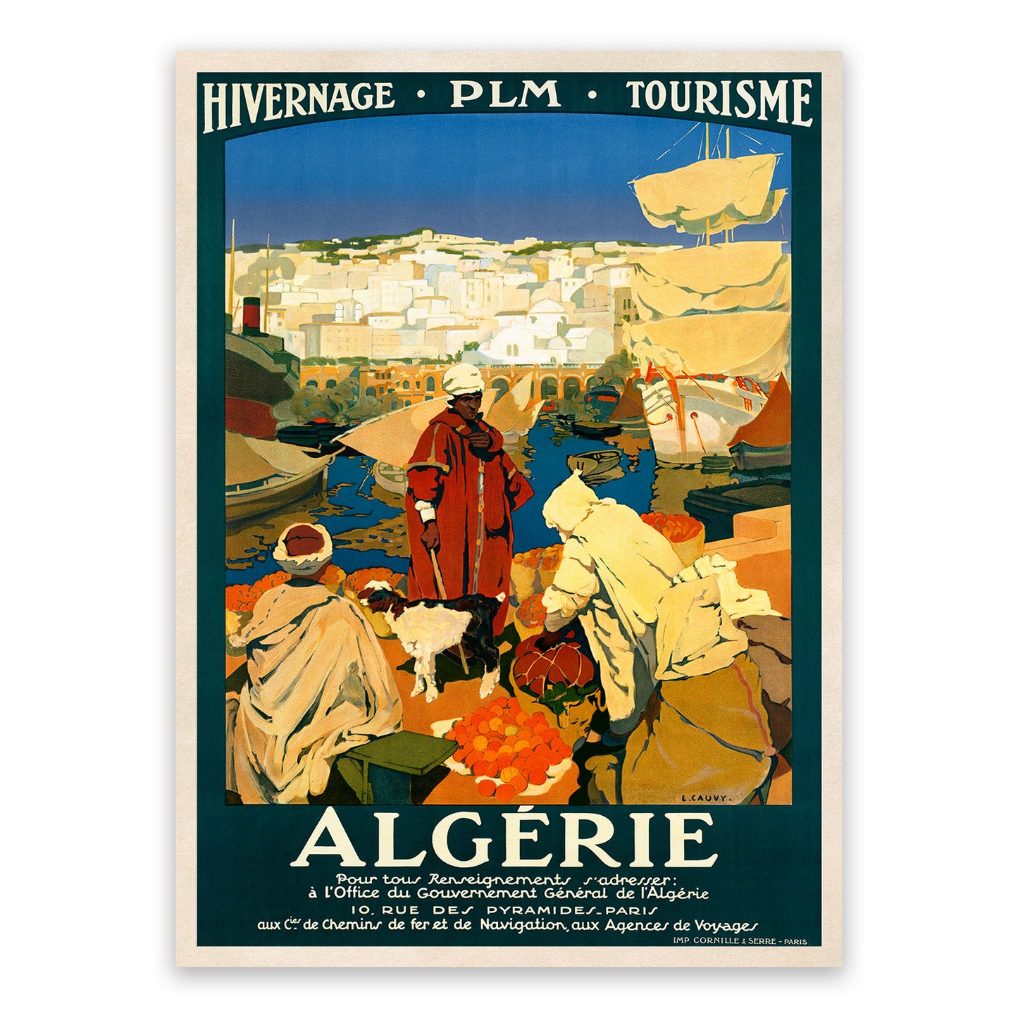 Algeria Travel Poster, Vintage Style 1930s Algerian Travel Advertisement Print