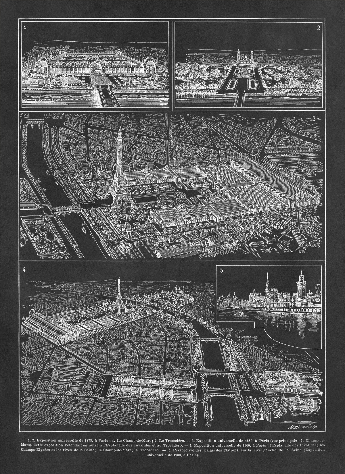 Paris France Word's Fair 1878 Exposition Cityscape Print, AM114