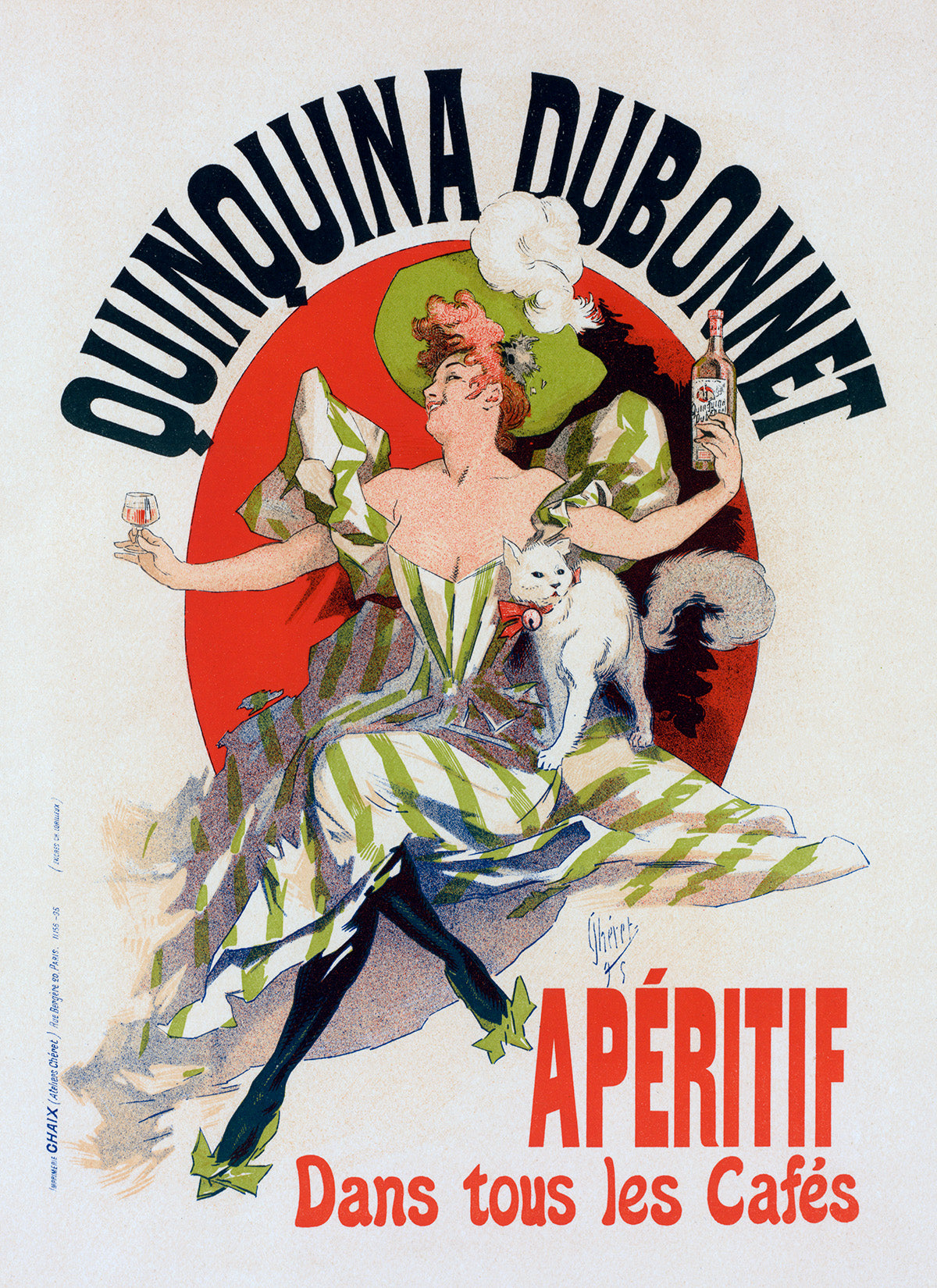 Quinquina Dubonnet Aperitif French Wine Advertisement Poster, Vintage Style Belle Epoque Jules Cheret Print