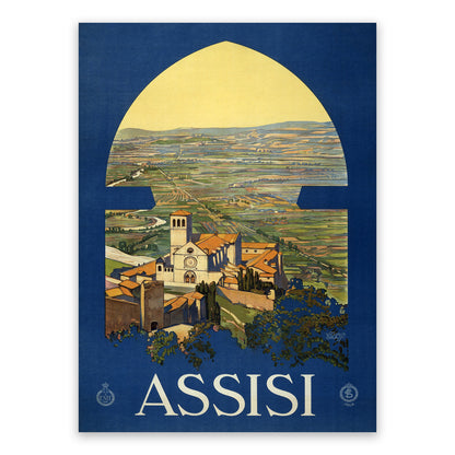 Assisi Italy Travel Poster, Vintage Style 1932s Italian Travel Advertisement Print