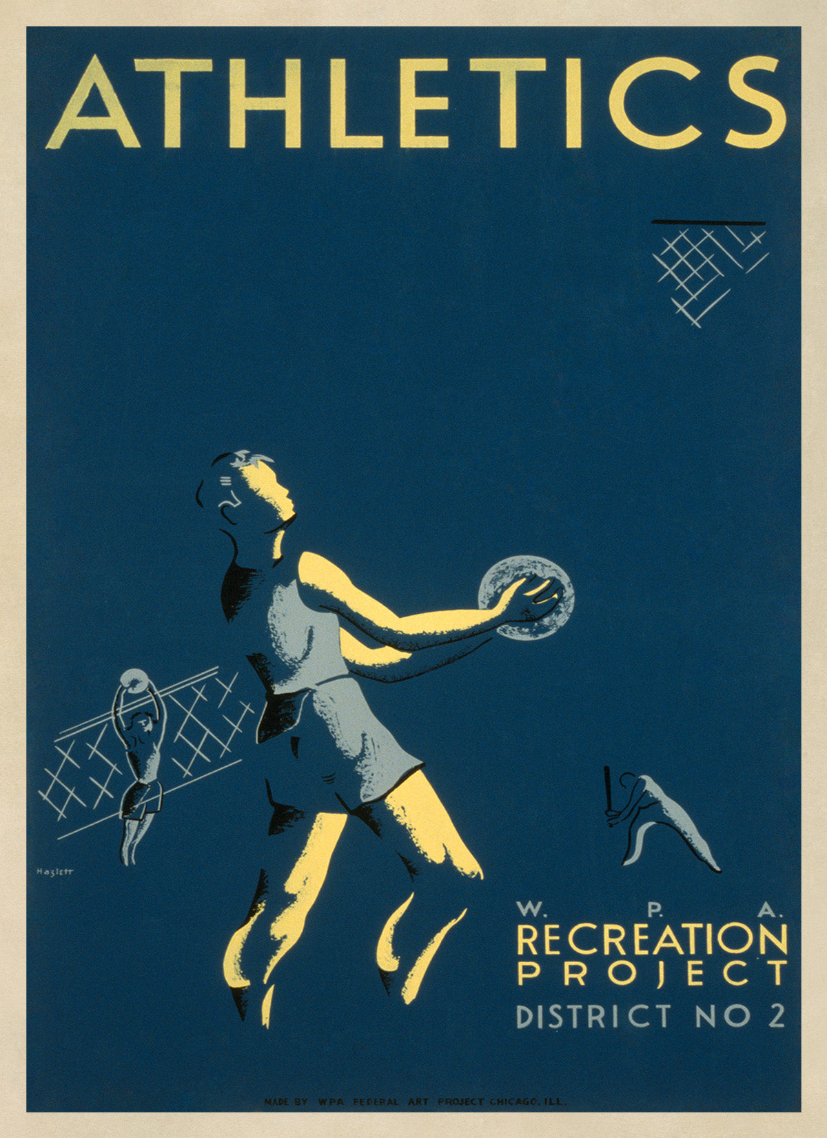 Athletics WPA Recreation Project Poster, Vintage Style 1930s Works Progress Administration Print