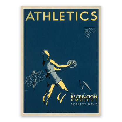 Athletics WPA Recreation Project Poster, Vintage Style 1930s Works Progress Administration Print