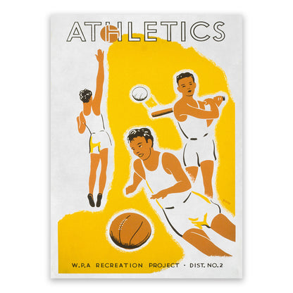 Athletics and Sports WPA Recreation Project Poster, Vintage Style 1930s Works Progress Administration Print