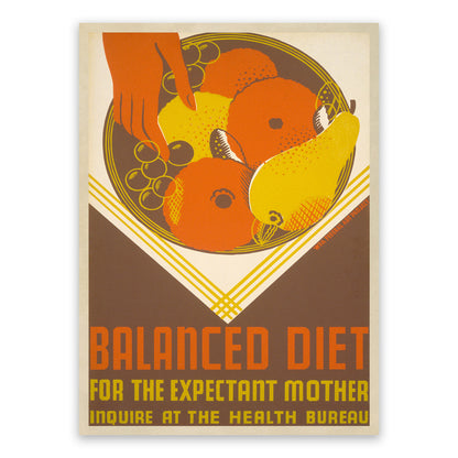 Balanced Diet WPA Federal Art Program Poster, Vintage Style 1930s Works Progress Administration Print