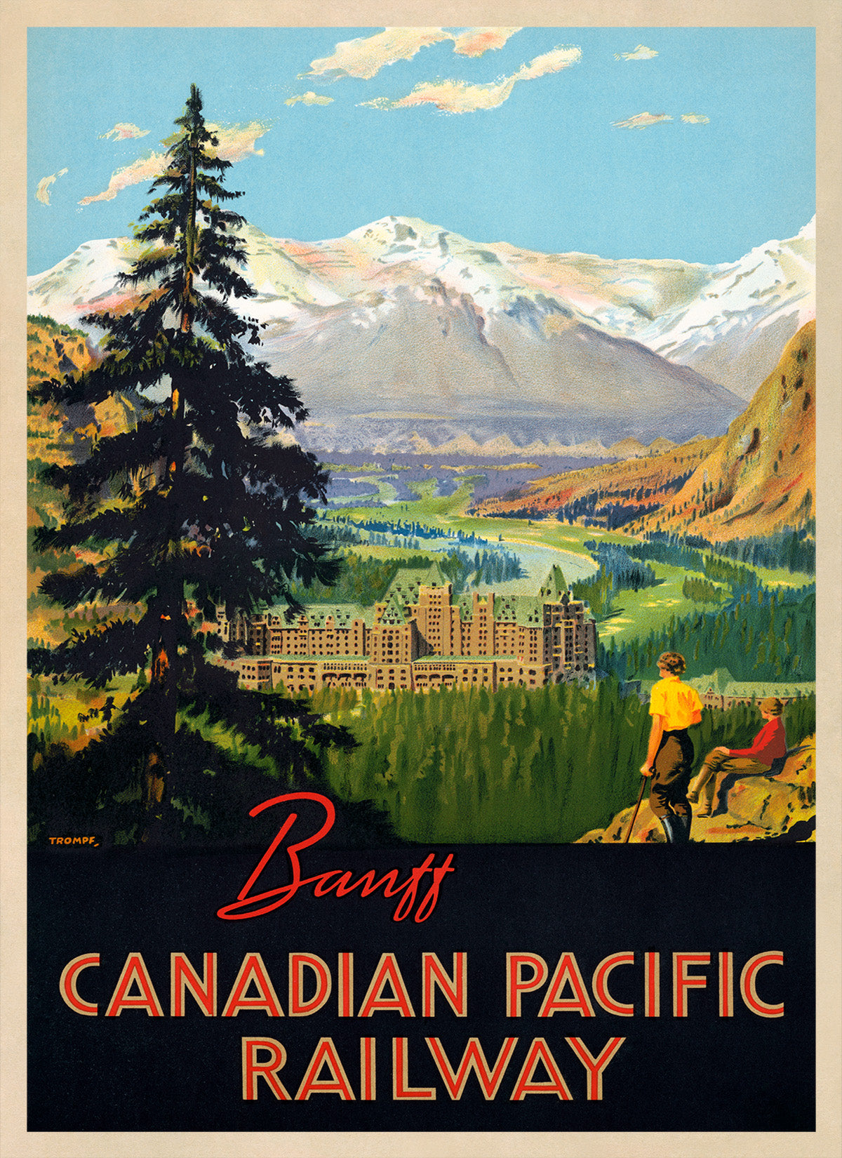 Banff Canada Travel Poster, Vintage Style 1930s Alberta Travel Advertisement Print