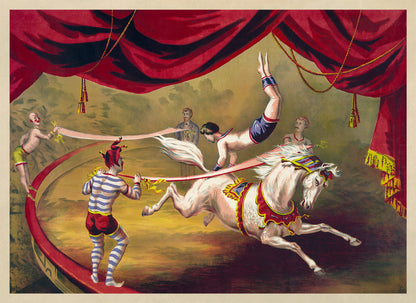 Circus Clown Horse Show Poster, Vintage Style Circus Act Print