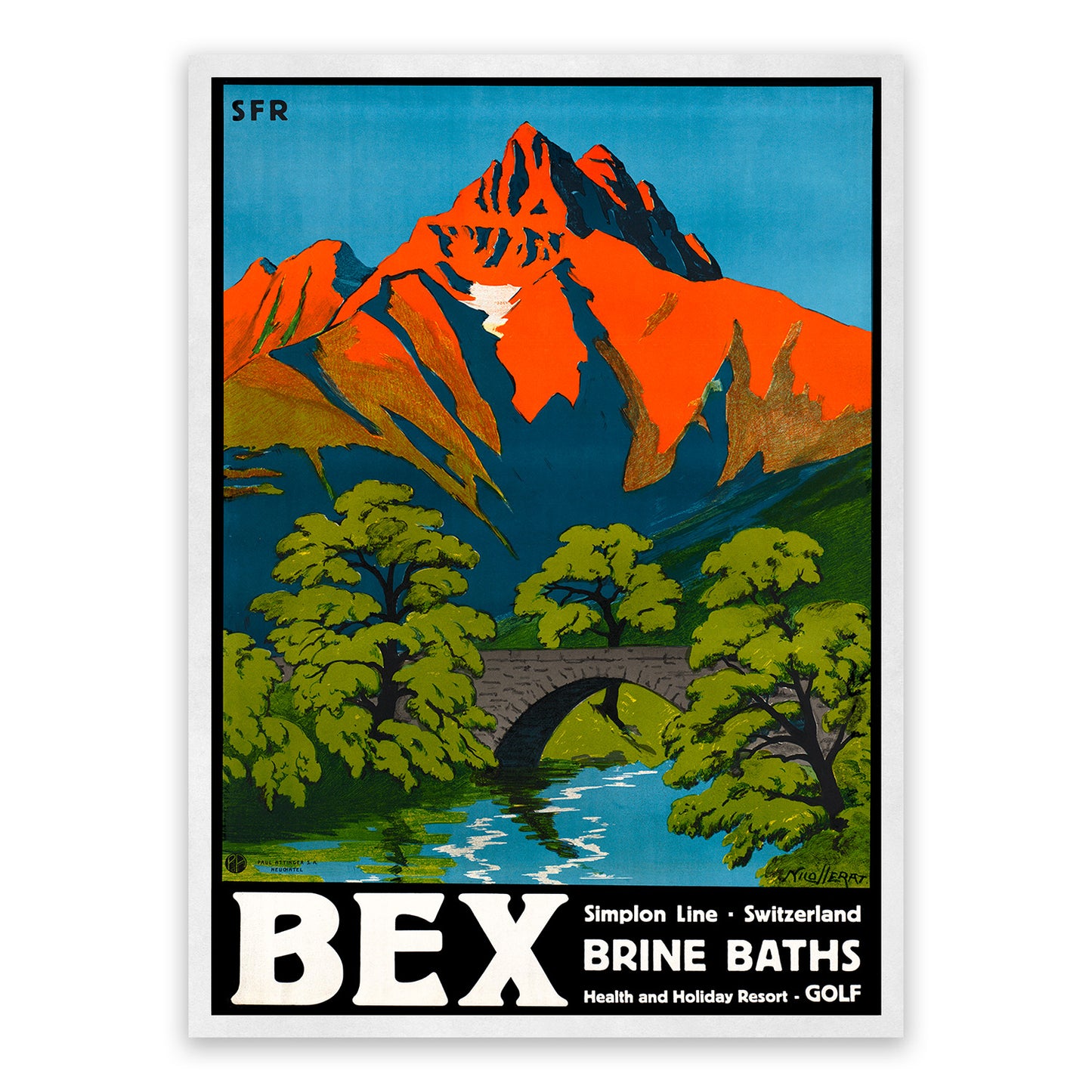 Bex Switzerland Travel Poster, Vintage Style 1900s Swiss Travel Advertisement Print