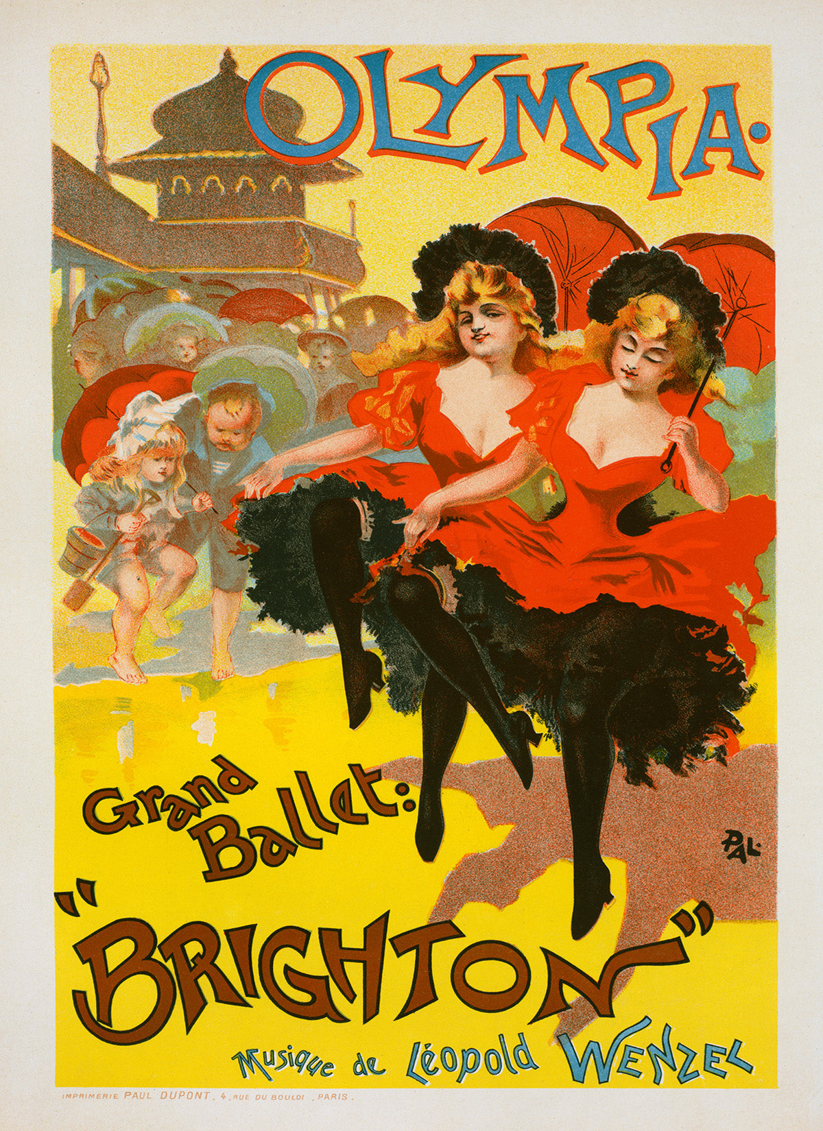 Brighton French Ballet Advertisement Poster, Vintage Style Belle Epoque Print