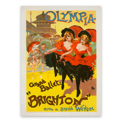 Brighton French Ballet Advertisement Poster, Vintage Style Belle Epoque Print