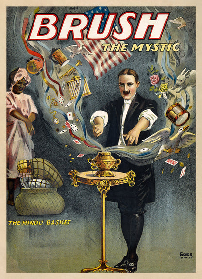 Brush The Mystic Magician Poster, Vintage Style Magic Print