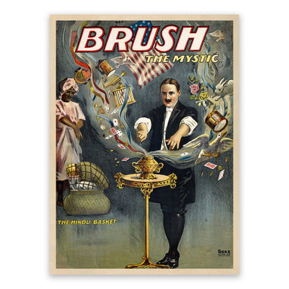 Brush The Mystic Magician Poster, Vintage Style Magic Print