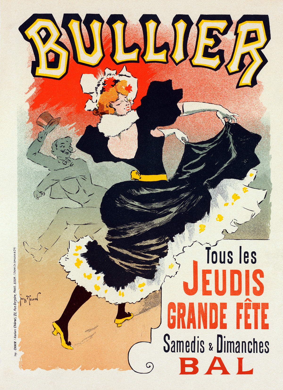 Bal Bullier French Ballroom Advertisement Poster, Vintage Style Belle Epoque Georges Meunier Print