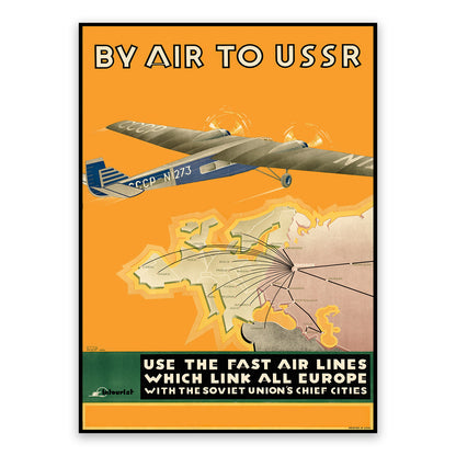 By Air To USSR Travel Poster, Vintage Style 1930s Soviet Union Tourism Advertisement Print