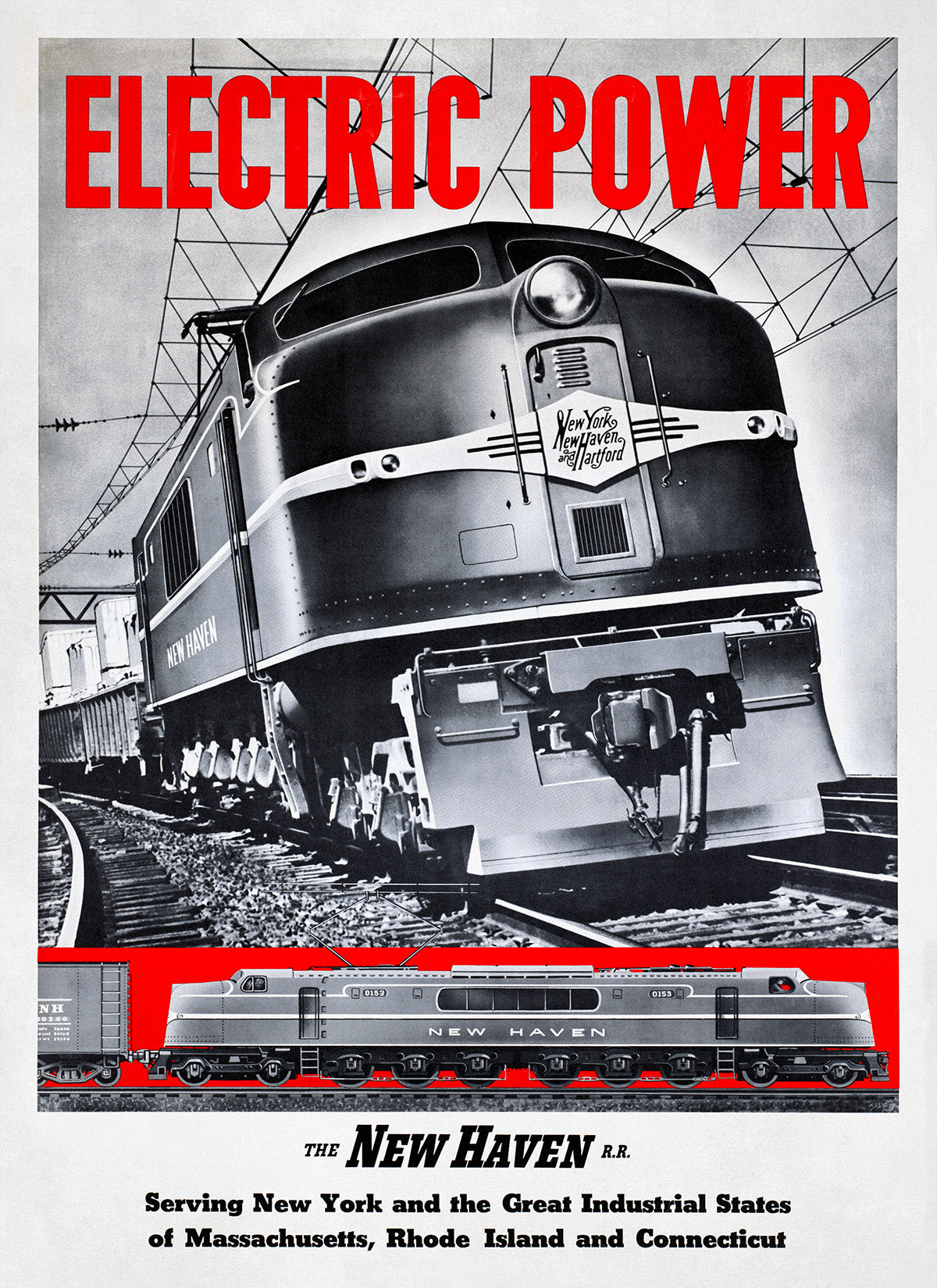 Electric Railroad Travel Poster, Vintage Style 1900s Railway Train Travel Advertisement Print