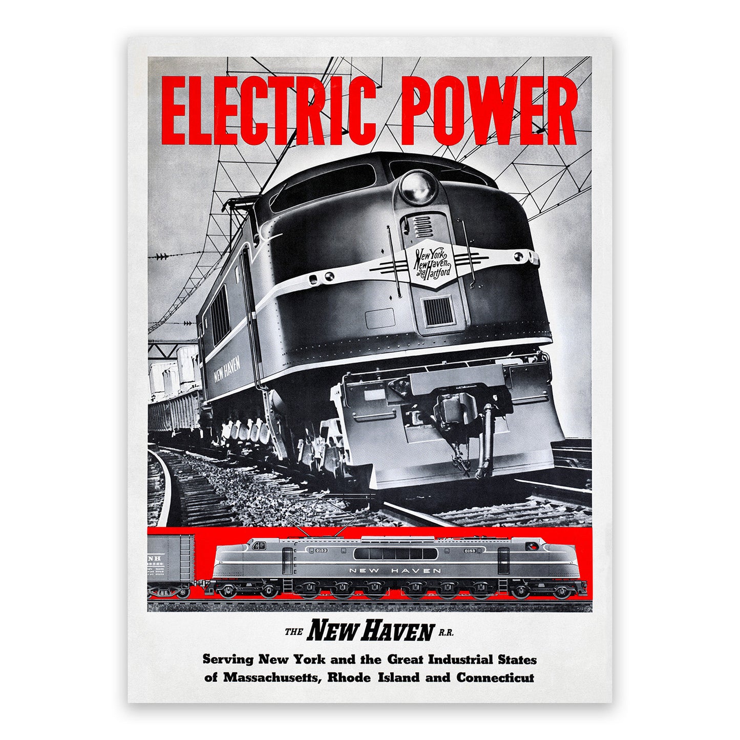 Electric Railroad Travel Poster, Vintage Style 1900s Railway Train Travel Advertisement Print