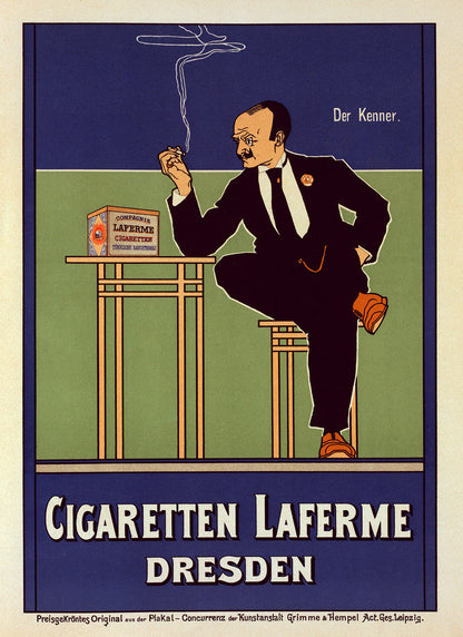 Cigarette Advertisement Poster, Vintage Style Belle Epoque Fritz Rehm Print