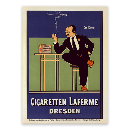 Cigarette Advertisement Poster, Vintage Style Belle Epoque Fritz Rehm Print