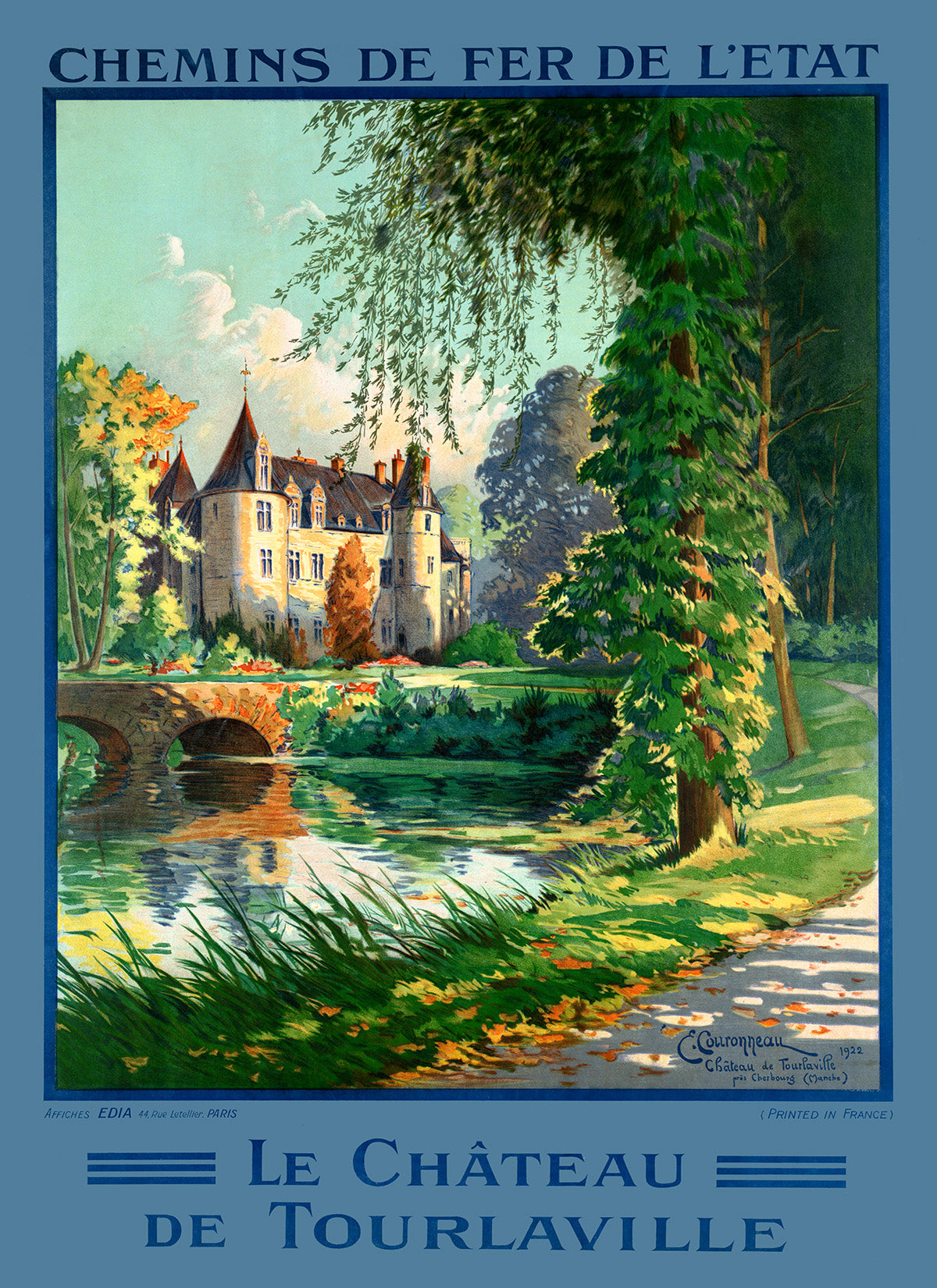 Tourlaville France Travel Poster, Vintage Style 1900s French Travel Advertisement Print