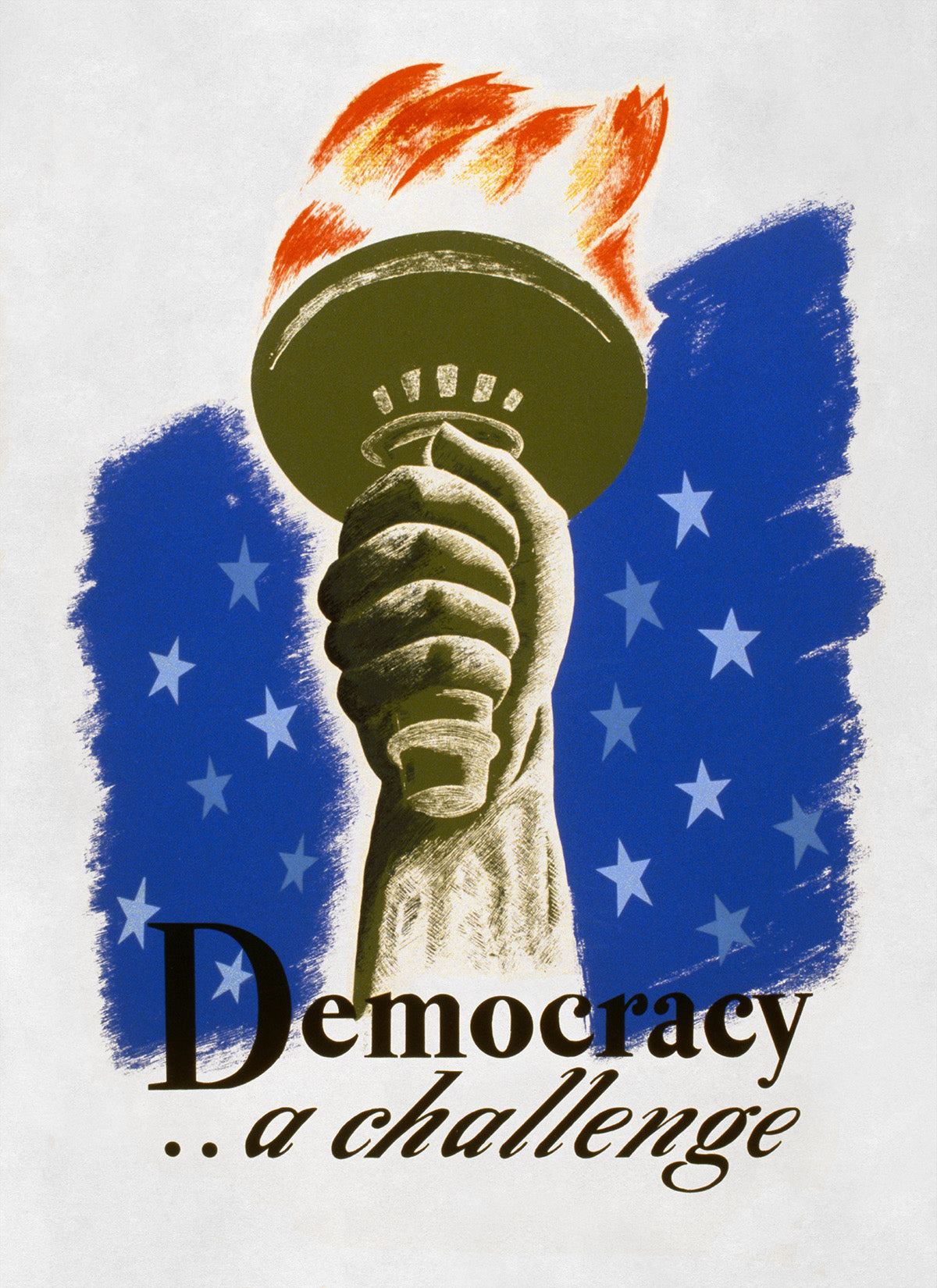 Patriotic Democracy WPA Federal Art Project Poster, Vintage Style 1930s Works Progress Administration Print