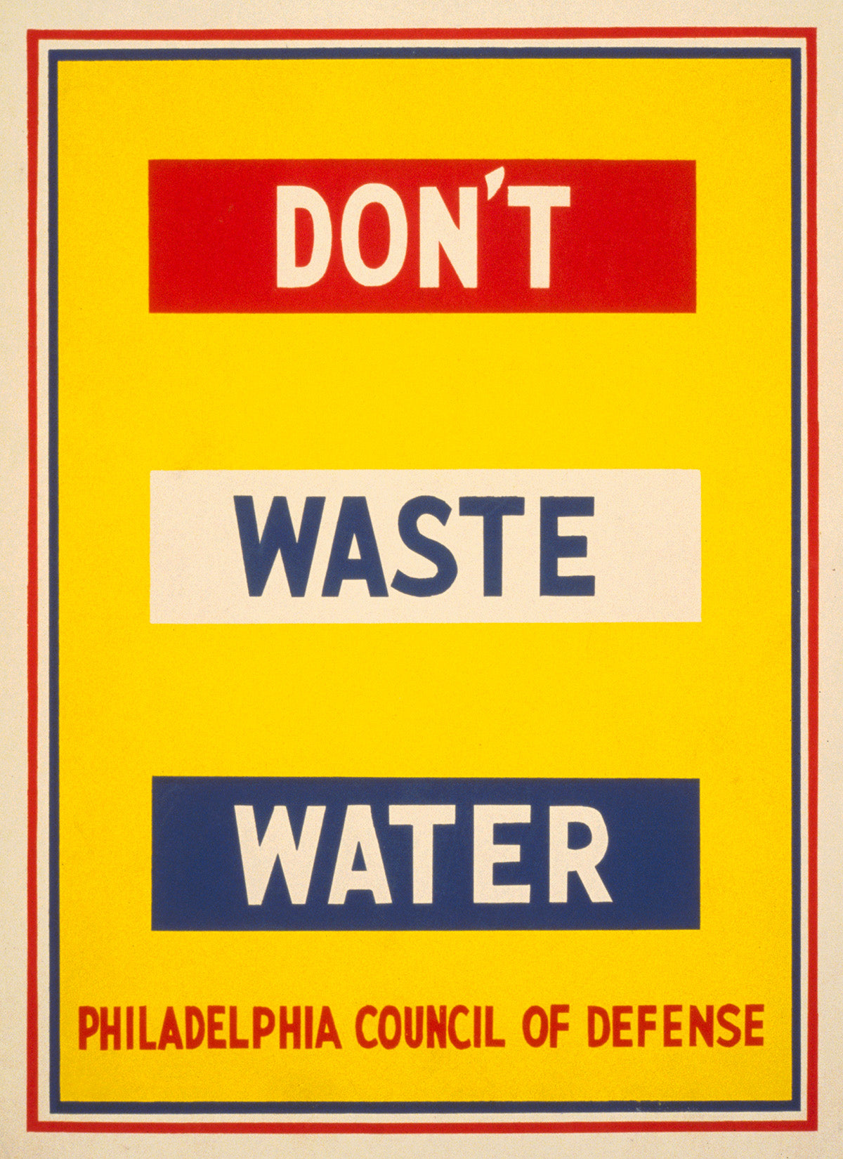 Don't Waste Water WPA Federal Art Poster, Vintage Style 1940s War Effort Print