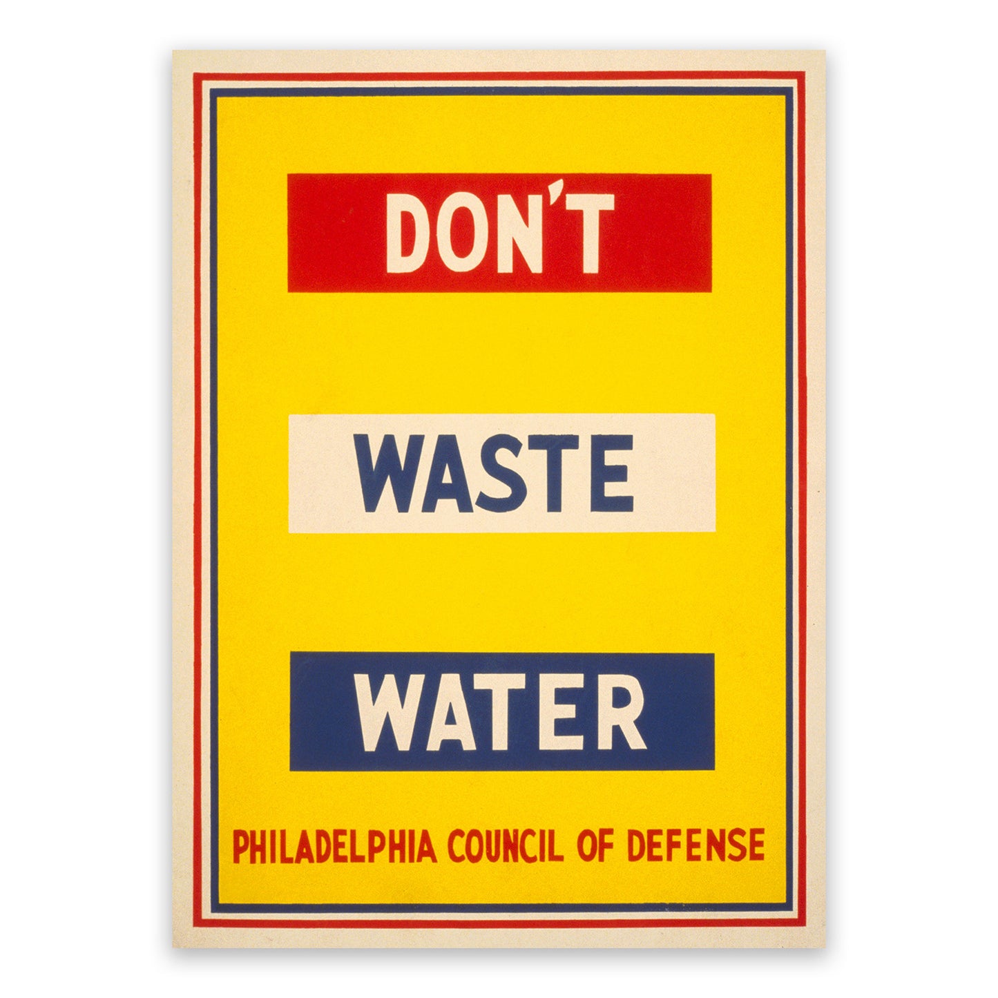 Don't Waste Water WPA Federal Art Poster, Vintage Style 1940s War Effort Print