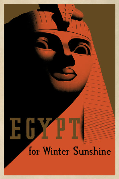 Egypt Travel Poster, Vintage Style 1930s Egyptian Sphinx Travel Advertisement Print