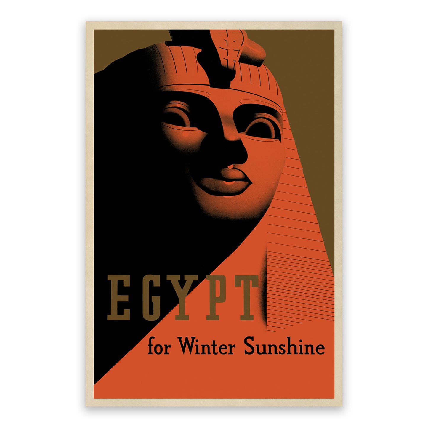 Egypt Travel Poster, Vintage Style 1930s Egyptian Sphinx Travel Advertisement Print