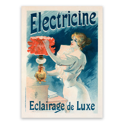 Electricine French Electricity Advertisement Poster, Vintage Style Belle Epoque Lucien Lefevre Print