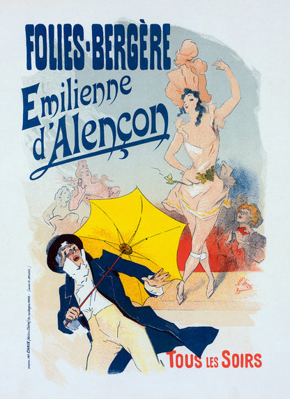 Emilienne d'Alencon French Ballet Performer Advertisement Poster, Vintage Style Belle Epoque Jukes Cheret Print