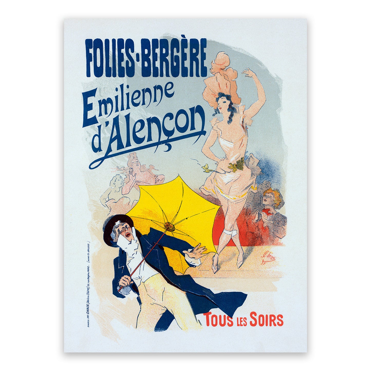 Emilienne d'Alencon French Ballet Performer Advertisement Poster, Vintage Style Belle Epoque Jukes Cheret Print