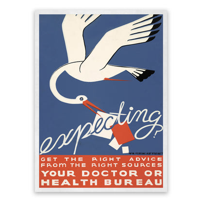 Expecting Mother Baby Health WPA Federal Art Project Poster, Vintage Style 1930s Works Progress Administration Print