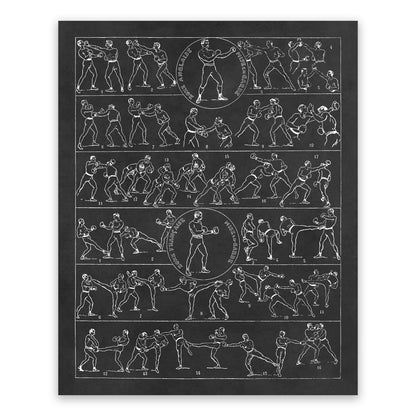 Vintage Kickboxing Illustration Print, FD02