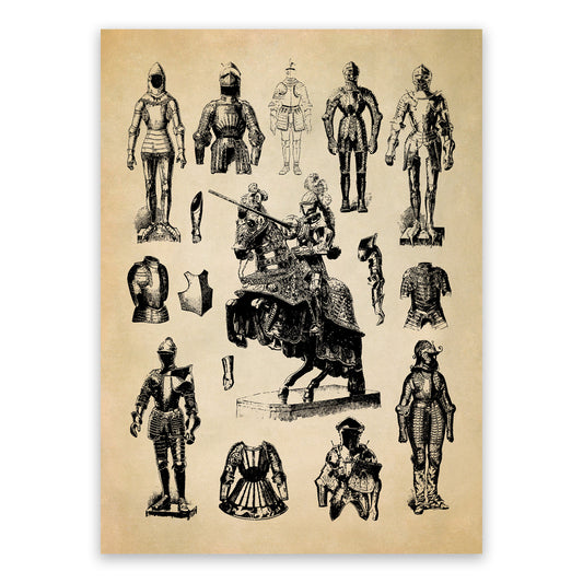 Medieval Knight Coat of Armor Illustration Print, FD04