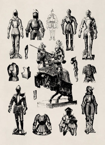 Medieval Knight Coat of Armor Illustration Print, FD04