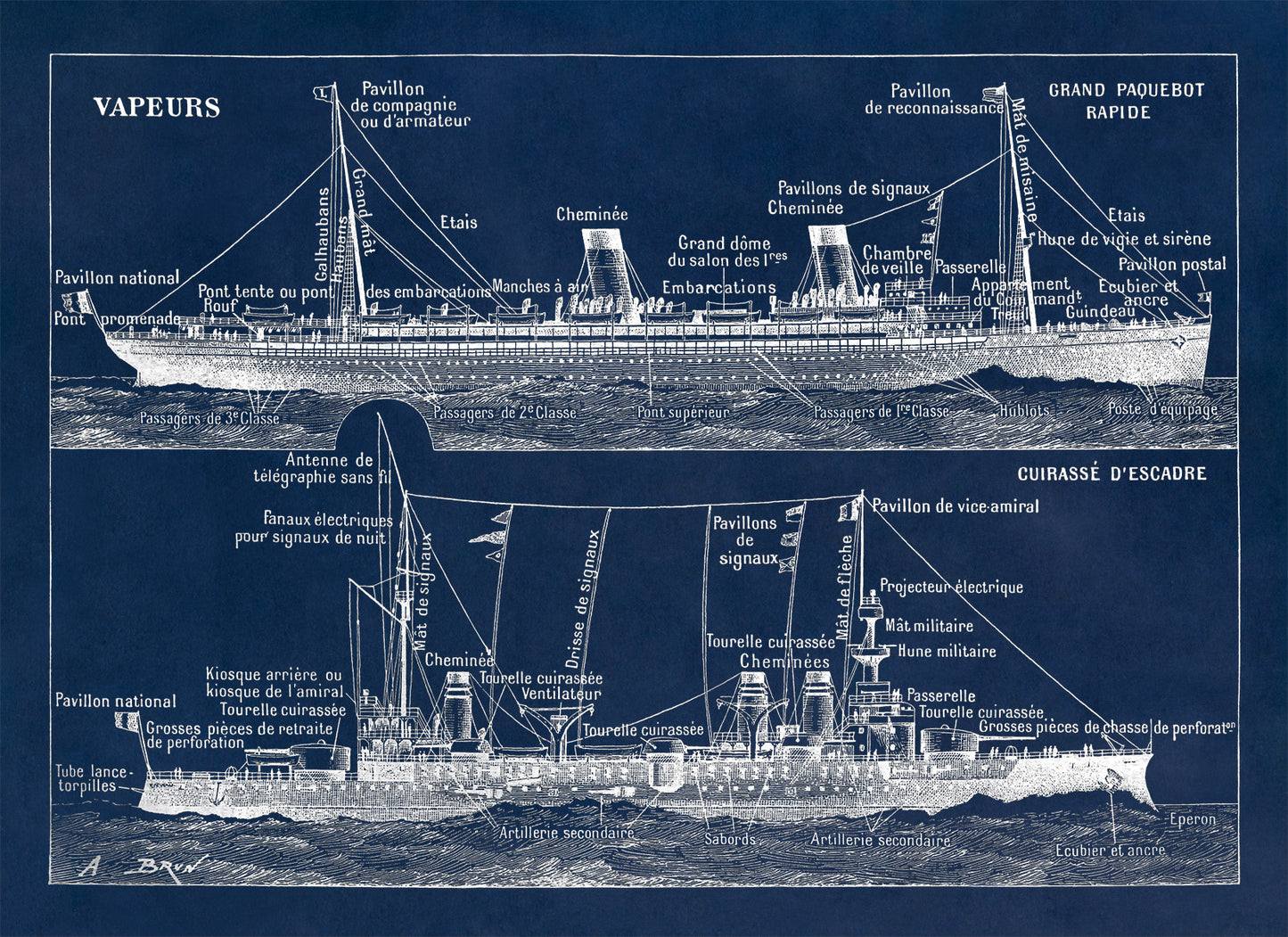 Historic Steamship Illustration Print, FD20