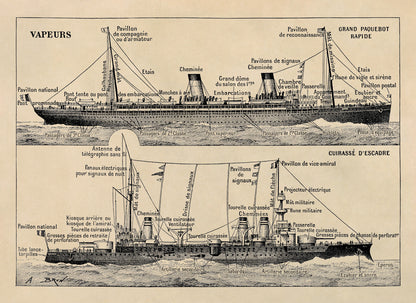 Historic Steamship Illustration Print, FD20