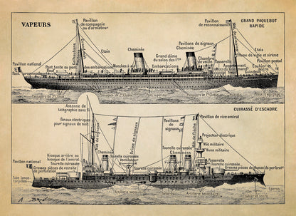 Historic Steamship Illustration Print, FD20