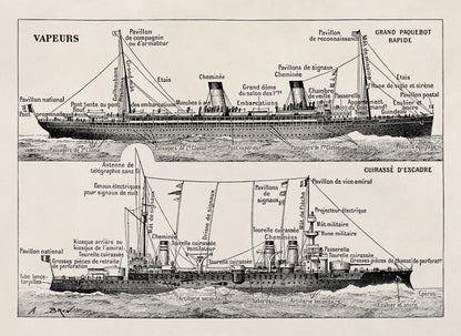 Historic Steamship Illustration Print, FD20