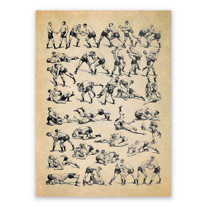 Sport Wrestling Moves Illustration Print, FD26